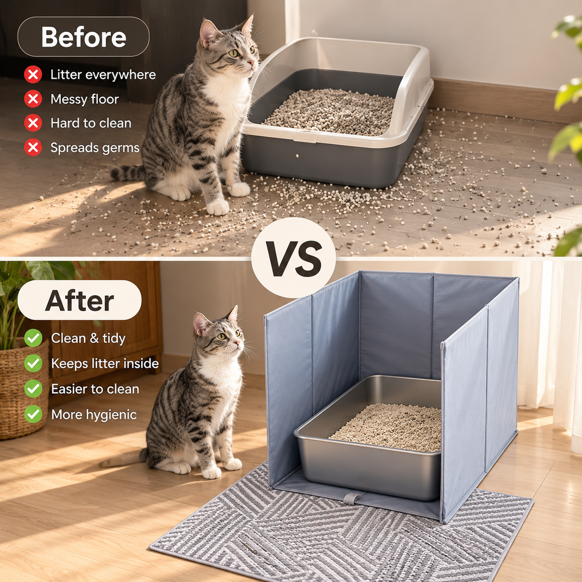 Cat Litter Box Fence – Foldable Litter Tray Surround - TillyPaw