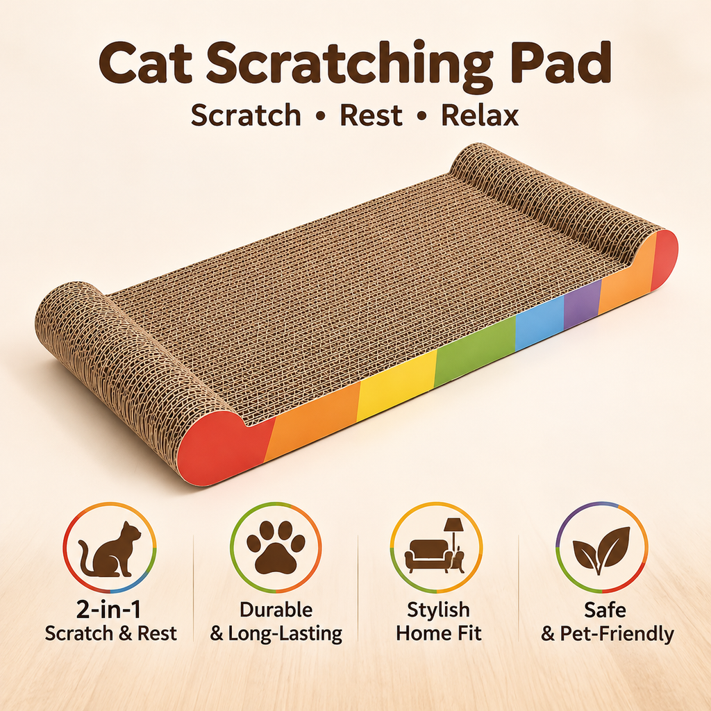 Rainbow Bone Cat Scratching Board – Cardboard Cat Scratcher Lounger - TillyPaw