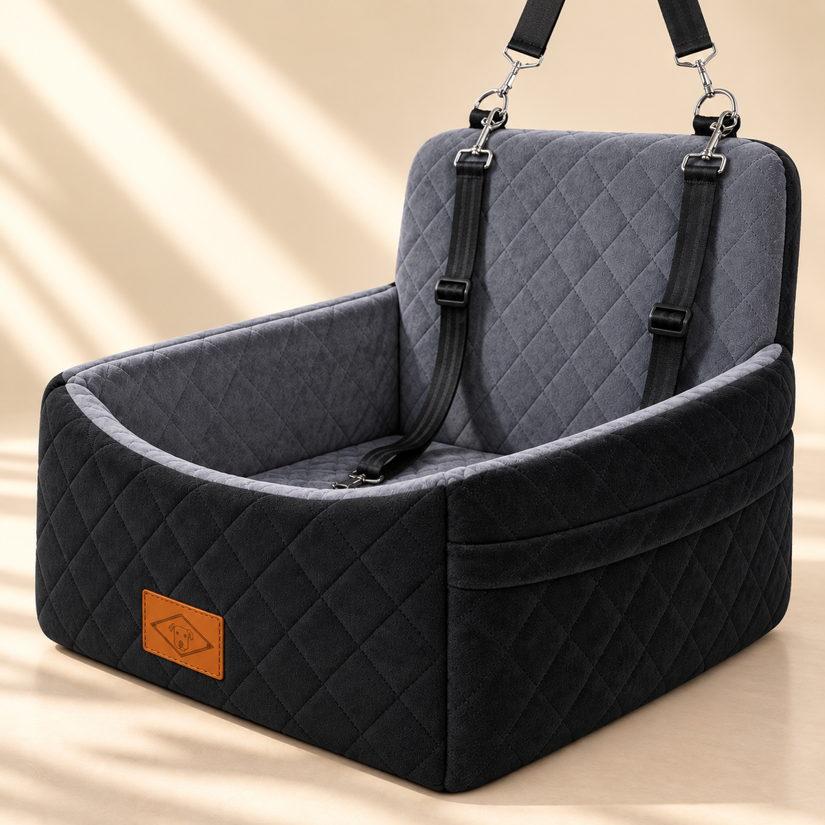 Dog & Cat Car Booster Seat – Travel Bed with Straps - TillyPaw