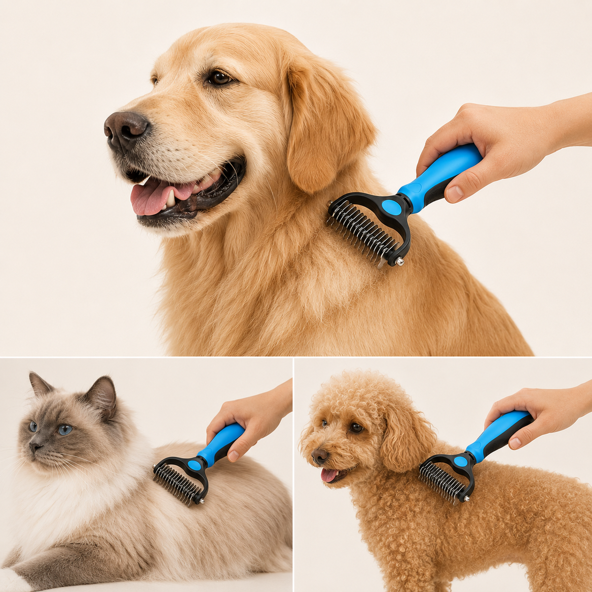 Pet Deshedding Brush - 2-in-1 Fur & Knot Remover - TillyPaw