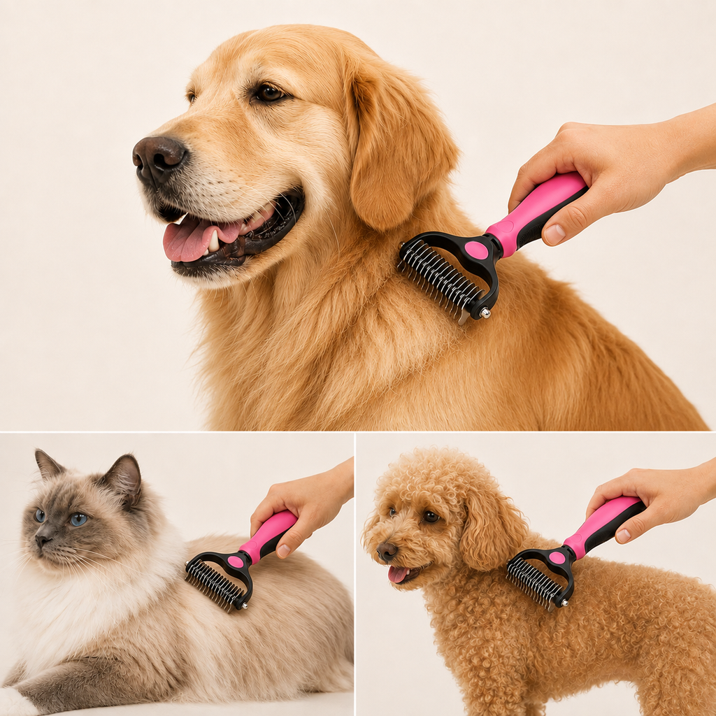 Pet Deshedding Brush - 2-in-1 Fur & Knot Remover - TillyPaw