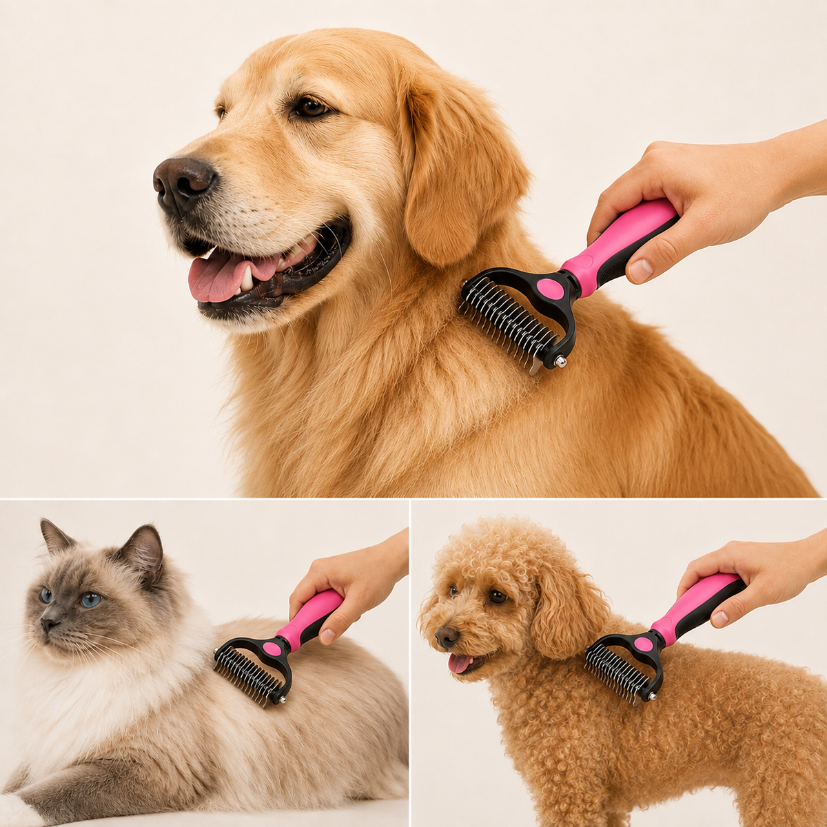 Pet Deshedding Brush - 2-in-1 Fur & Knot Remover - TillyPaw