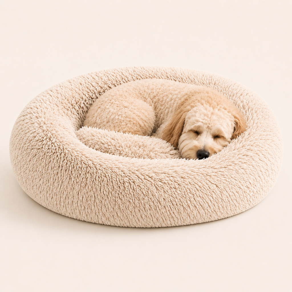Round Dog Bed - Soft Plush Machine Washable Pet Bed - TillyPaw