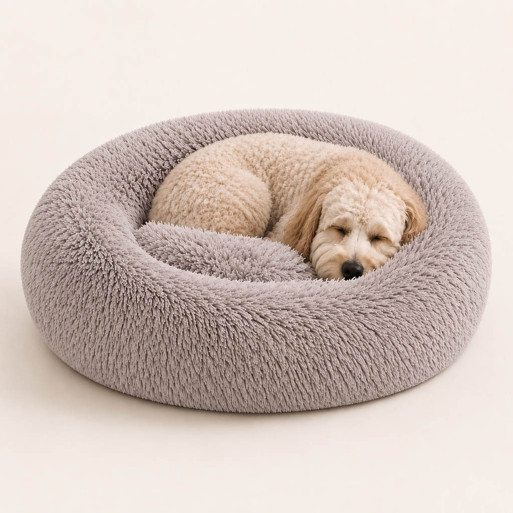 Round Dog Bed - Soft Plush Machine Washable Pet Bed - TillyPaw