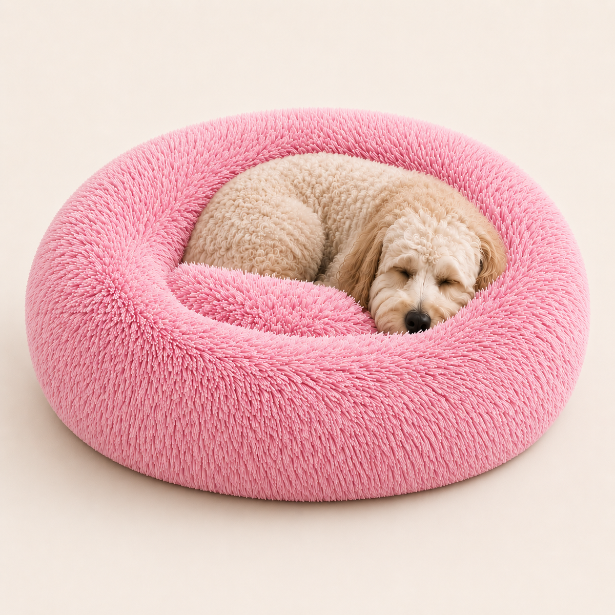 Round Dog Bed - Soft Plush Machine Washable Pet Bed - TillyPaw