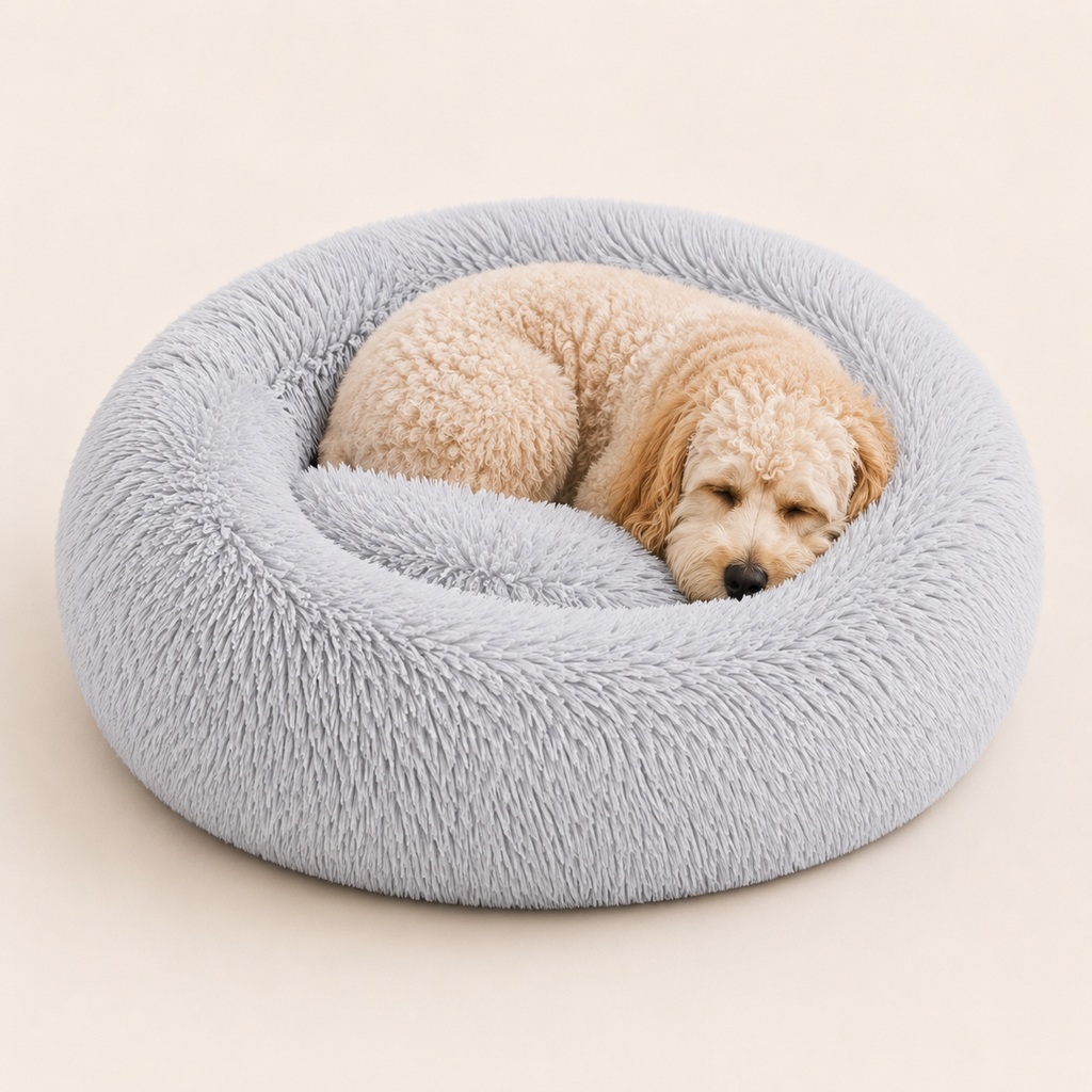 Round Dog Bed - Soft Plush Machine Washable Pet Bed - TillyPaw