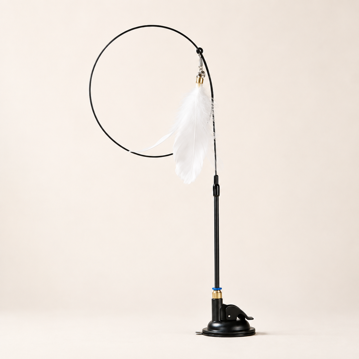 Cat Teaser Wand – Suction Cup Pole with Feather & Bell - TillyPaw