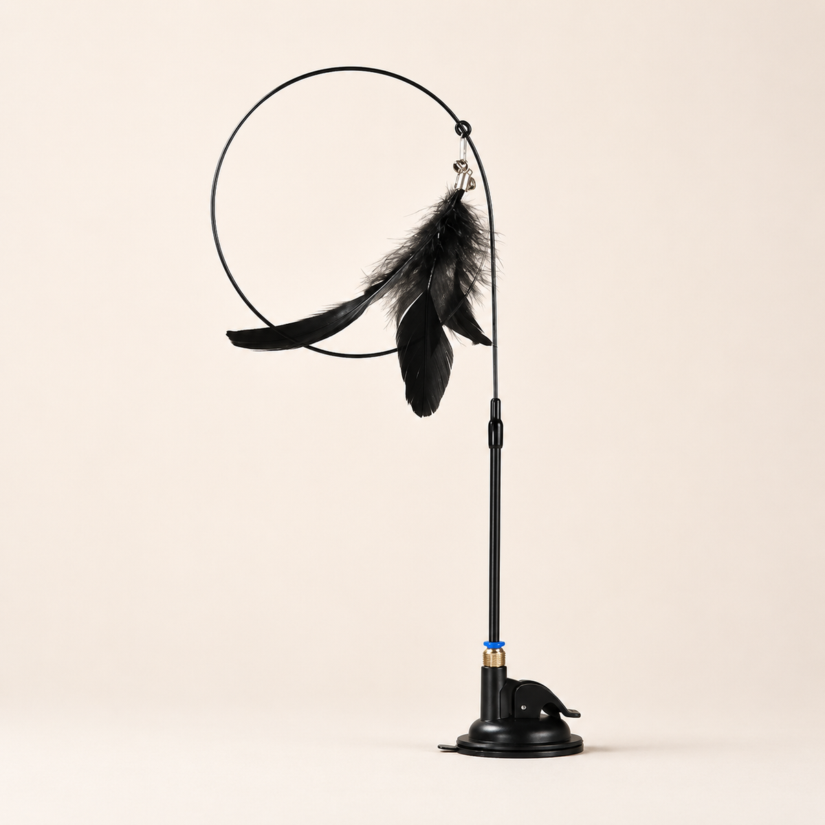 Cat Teaser Wand – Suction Cup Pole with Feather & Bell - TillyPaw