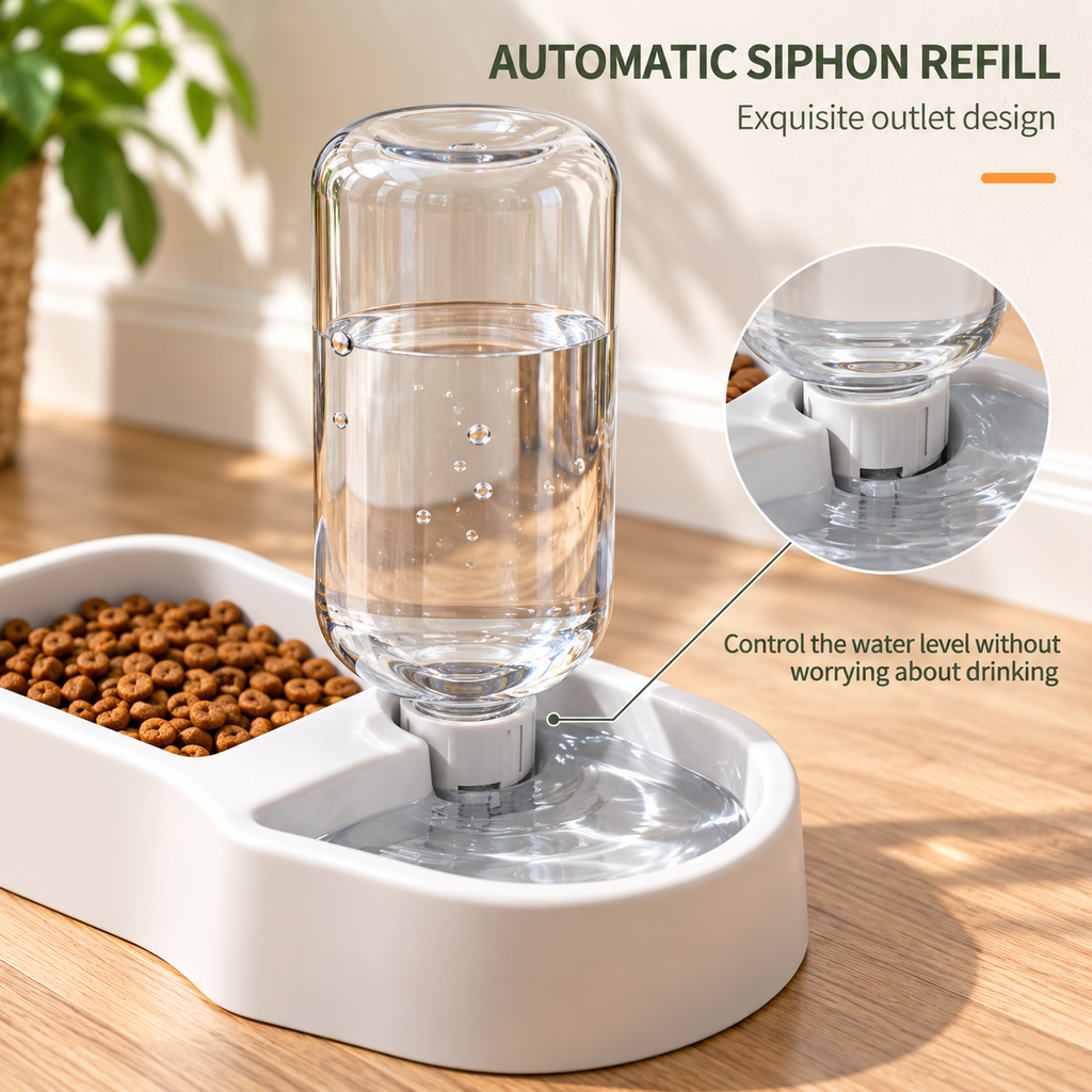 Automatic Drinking Pet Bowl – Dual-Use Feeding and Drinking Basin - TillyPaw