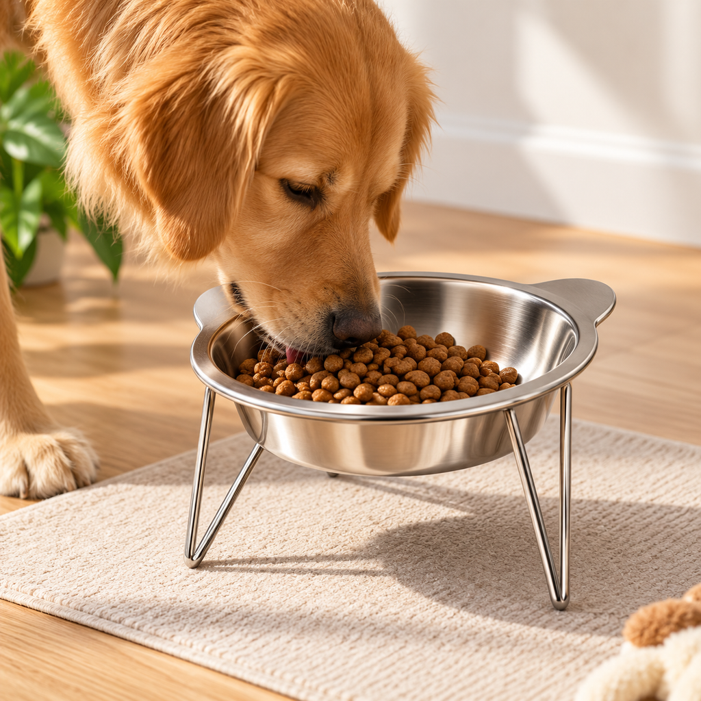 Slanted Steel Pet Bowl – Tilted Feeder for Dogs and Cats - TillyPaw