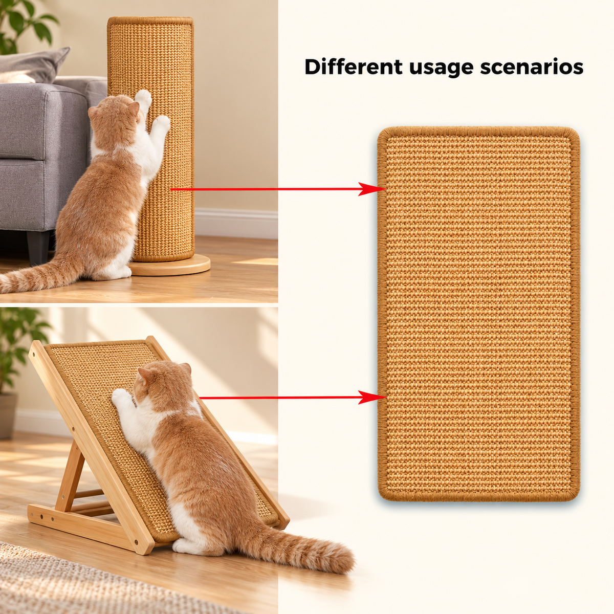 Standing Sisal Cat Scratcher with Hanging Ball - TillyPaw