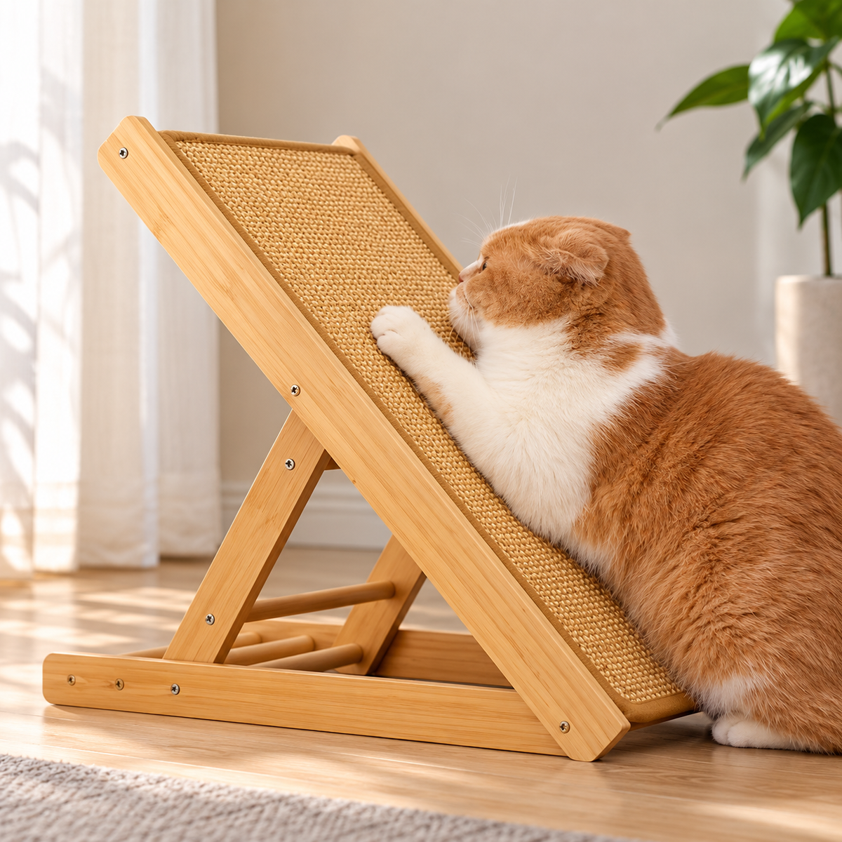 Standing Sisal Cat Scratcher with Hanging Ball - TillyPaw