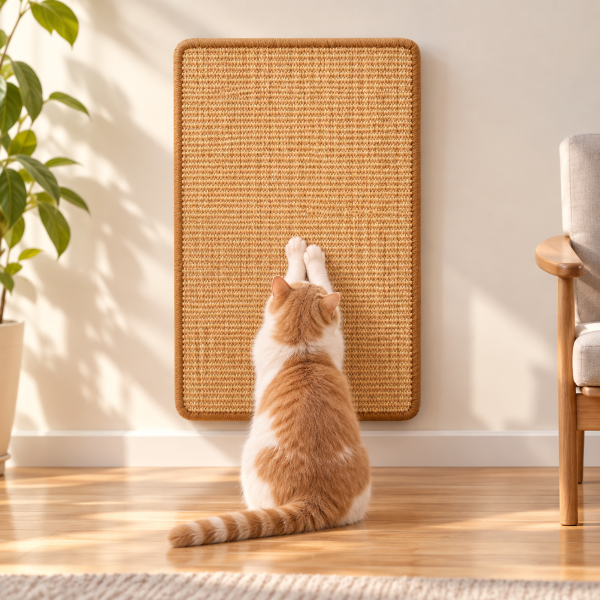 Standing Sisal Cat Scratcher with Hanging Ball - TillyPaw