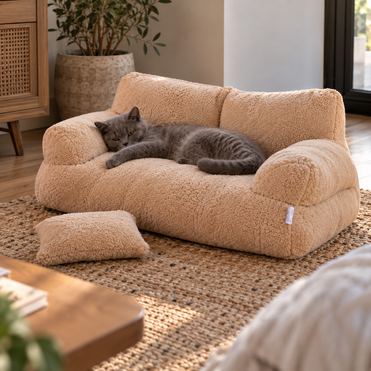 Cat Sofa Bed – Soft Plush Nest with Cushion - TillyPaw