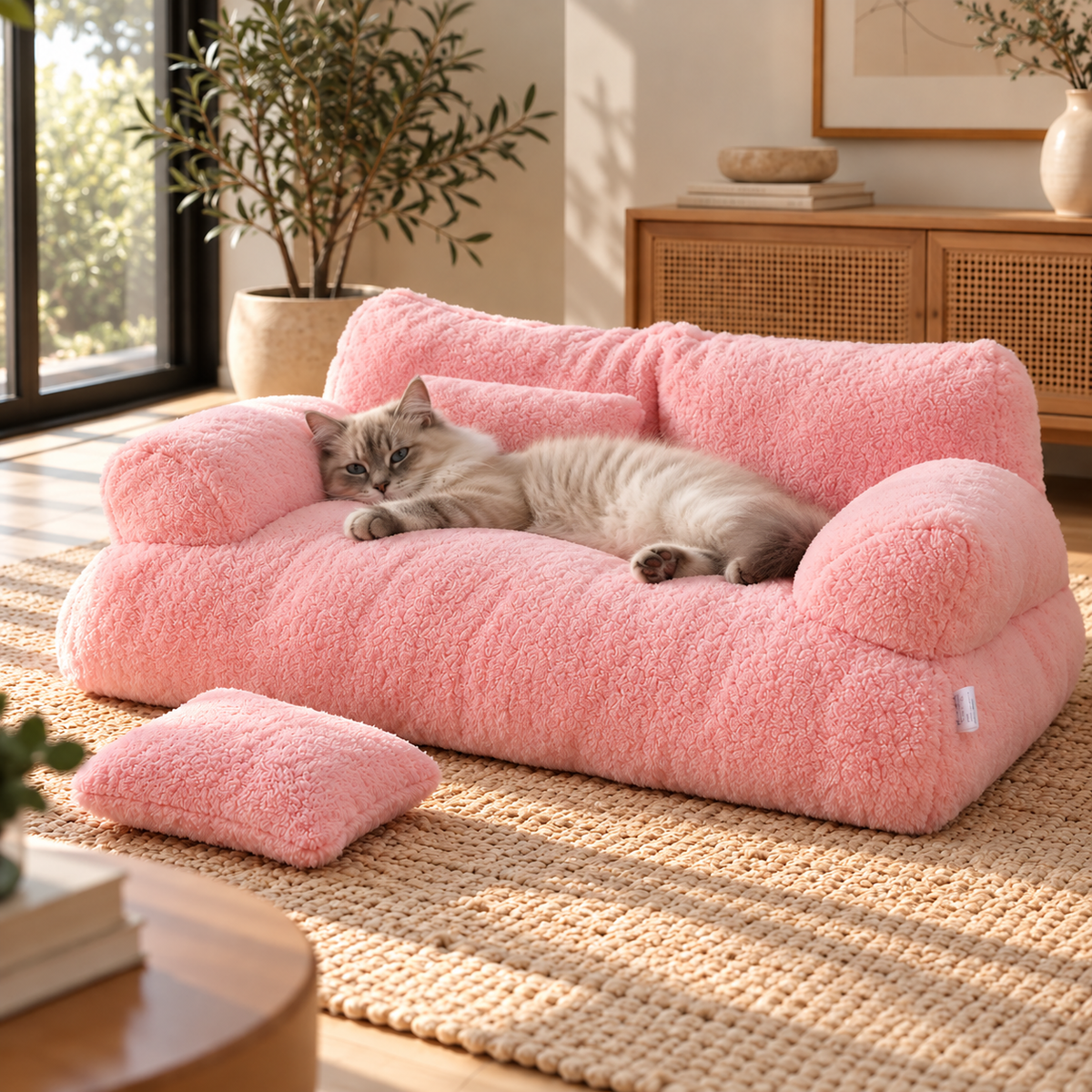 Cat Sofa Bed – Soft Plush Nest with Cushion - TillyPaw