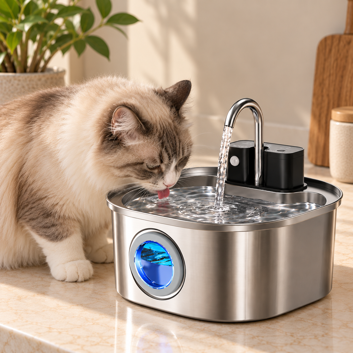 Cat Water Fountain – Wireless Recharging Sensor Dispenser - TillyPaw