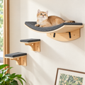 Wall-Mounted Cat Shelves & Steps – 3-Piece Wooden Set - TillyPaw