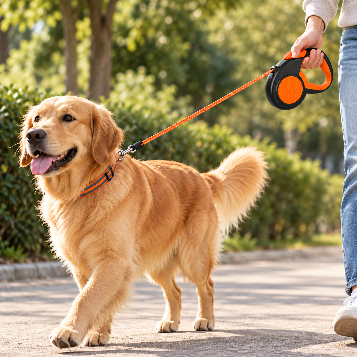 8m Retractable Dog Lead – Reflective Tape, Non-Slip Handle - TillyPaw