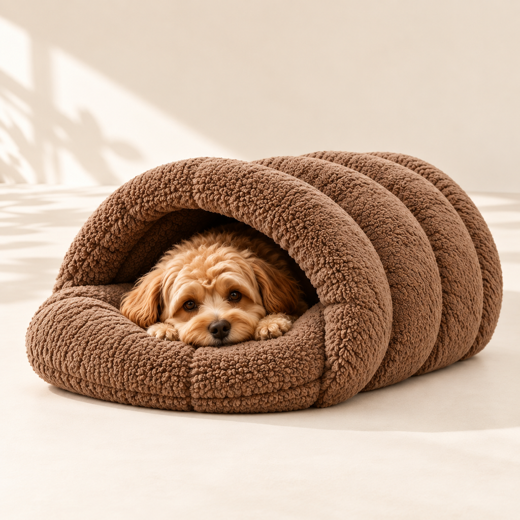 Plush Donut Dog & Cat Bed – Round Faux Fur Nest - TillyPaw