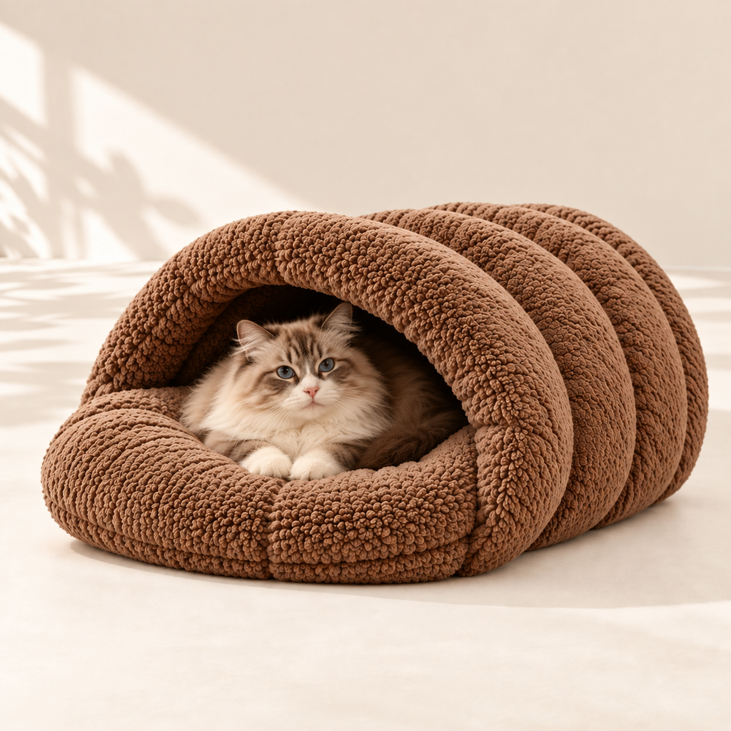 Plush Donut Dog & Cat Bed – Round Faux Fur Nest - TillyPaw