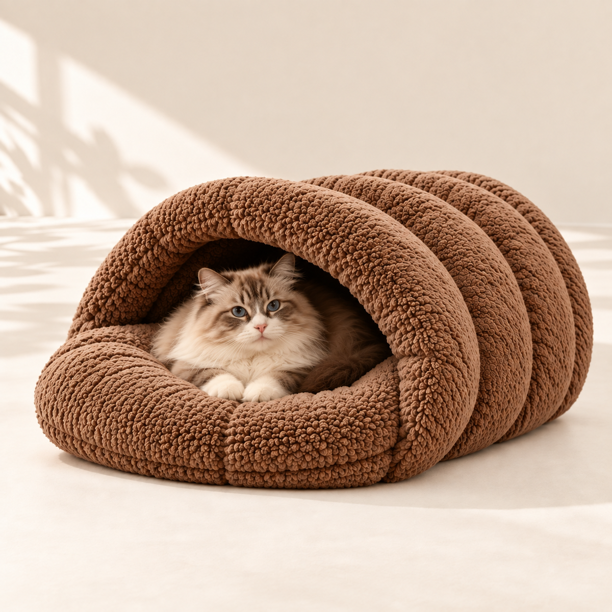 Plush Donut Dog & Cat Bed – Round Faux Fur Nest - TillyPaw