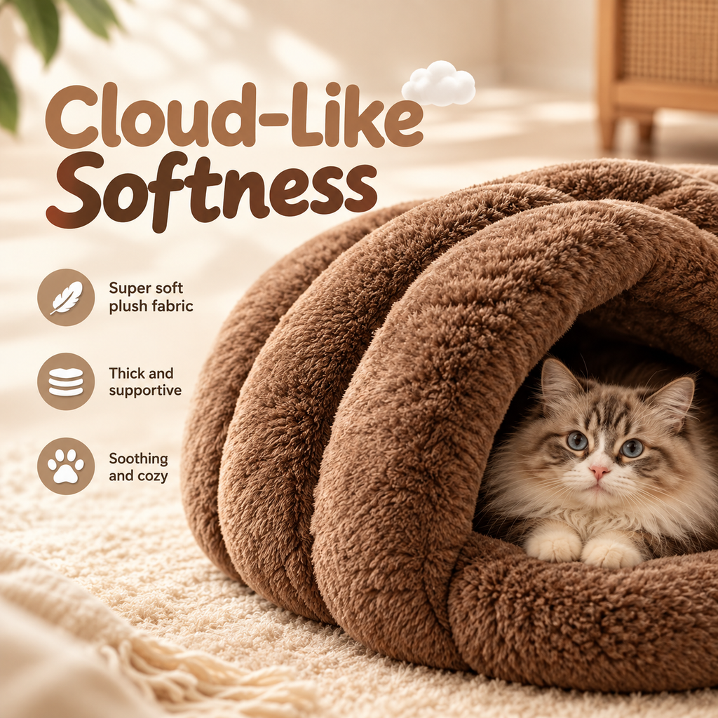 Plush Donut Dog & Cat Bed – Round Faux Fur Nest - TillyPaw