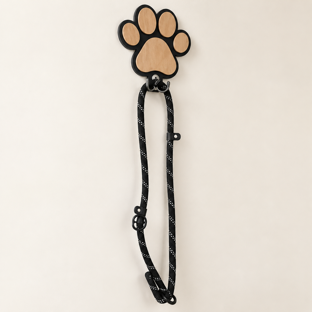 Paw Print Wall Hook – Wooden Lead & Towel Hanger - TillyPaw