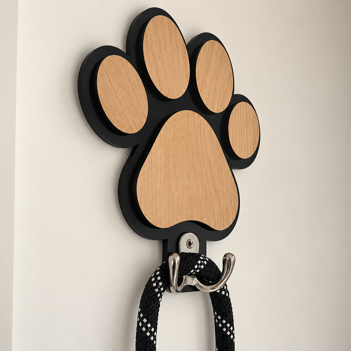 Paw Print Wall Hook – Wooden Lead & Towel Hanger - TillyPaw