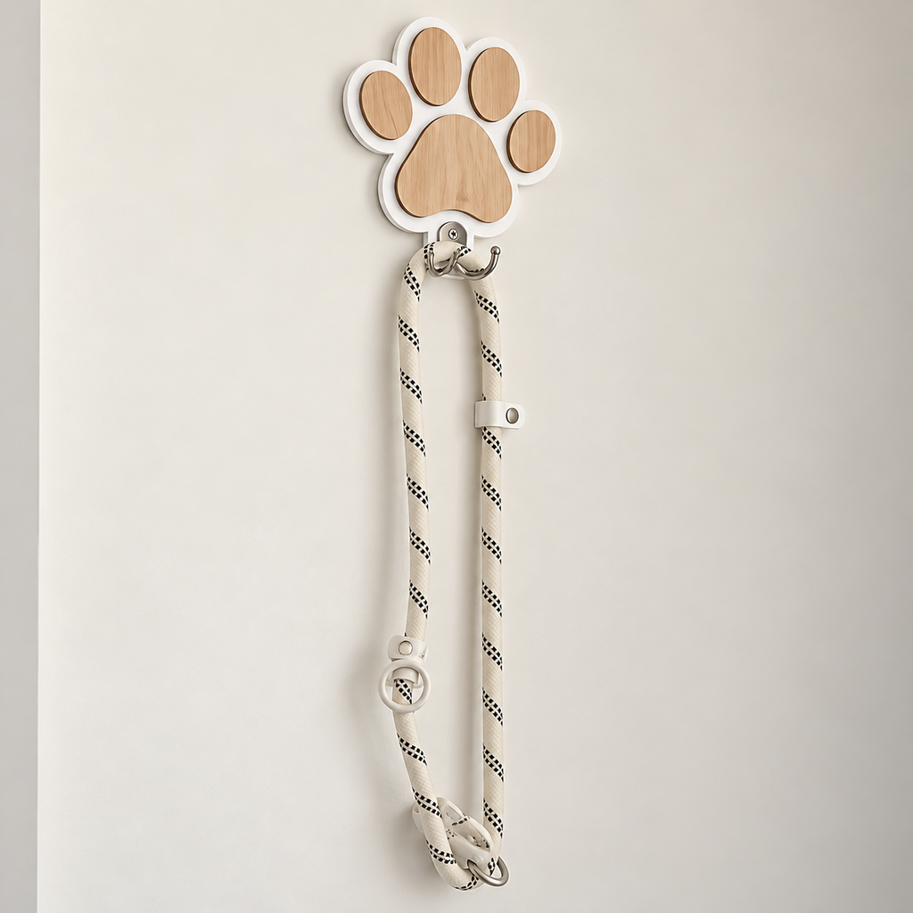 Paw Print Wall Hook – Wooden Lead & Towel Hanger - TillyPaw