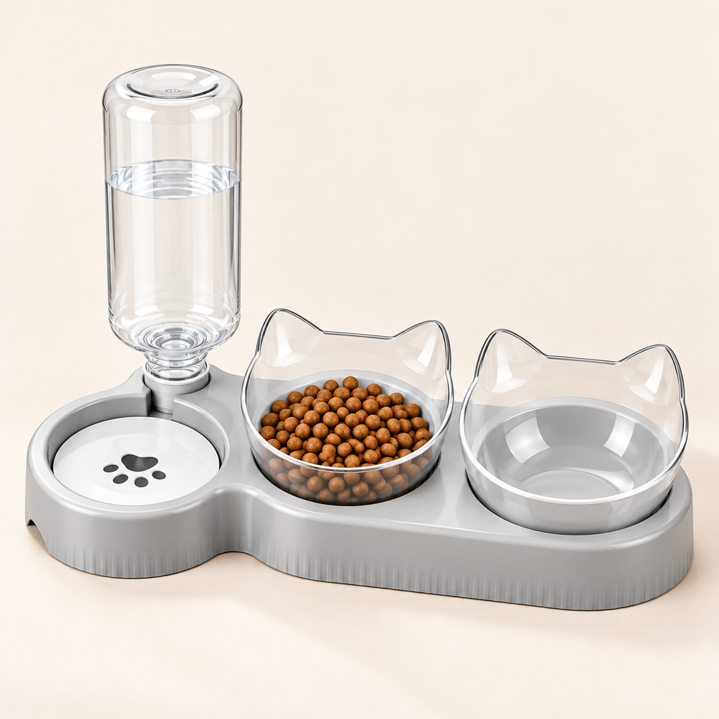 Tilted Cat Bowl Set – Food Bowls & Gravity Water Dispenser - TillyPaw