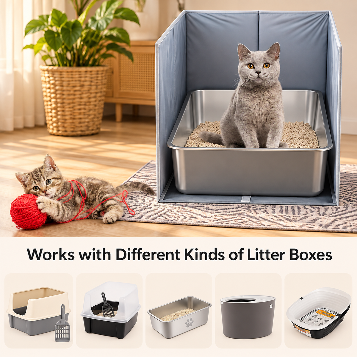 Cat Litter Box Fence – Foldable Litter Tray Surround - TillyPaw