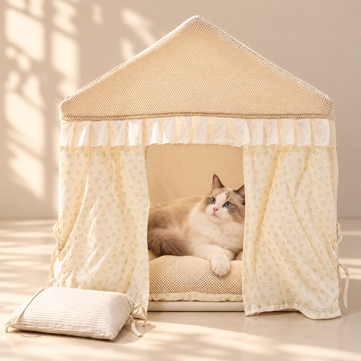 Curtain Pet Tent Bed – Semi-Enclosed Cat & Dog House - TillyPaw
