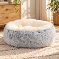 Fluffy Donut Pet Bed – Faux Fur Round Cuddler - TillyPaw