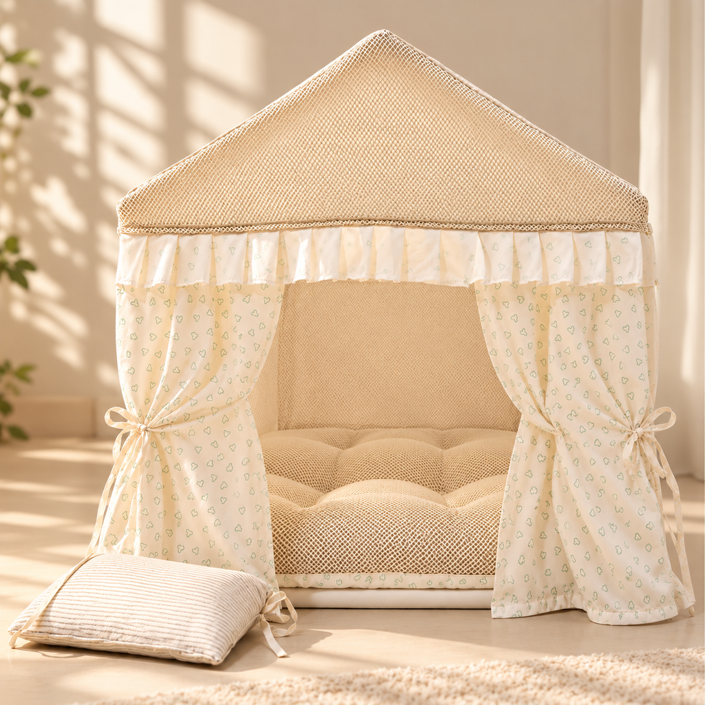 Curtain Pet Tent Bed – Semi-Enclosed Cat & Dog House - TillyPaw