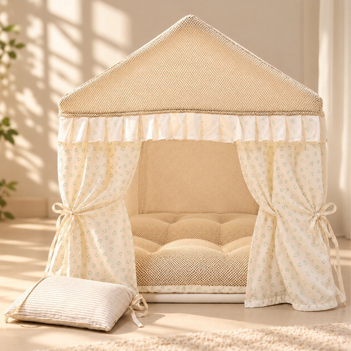 Curtain Pet Tent Bed – Semi-Enclosed Cat & Dog House - TillyPaw