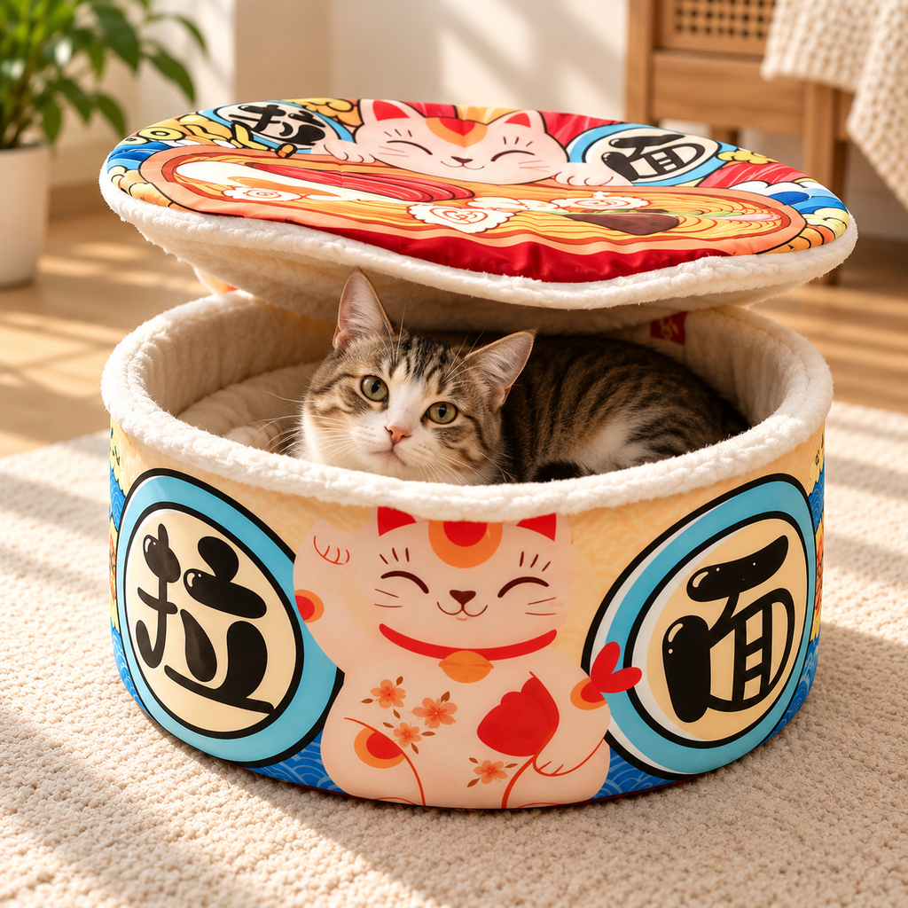 Noodle Cup Pet Bed – Cosy Ramen Cat & Dog Nest - TillyPaw