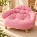 Pet Sofa Bed with Wooden Legs – Soft Ribbed Lounger - TillyPaw