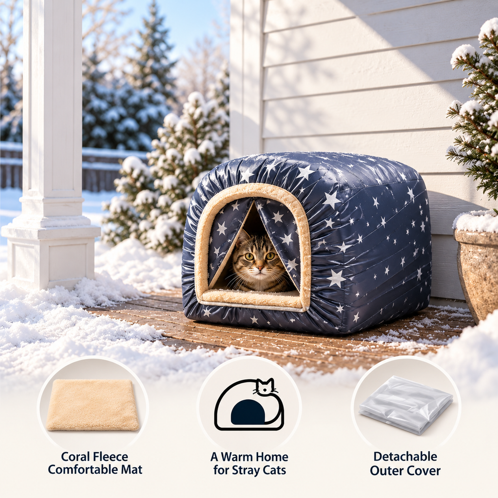Outdoor Cat House – Enclosed Winter Shelter for Cats - TillyPaw