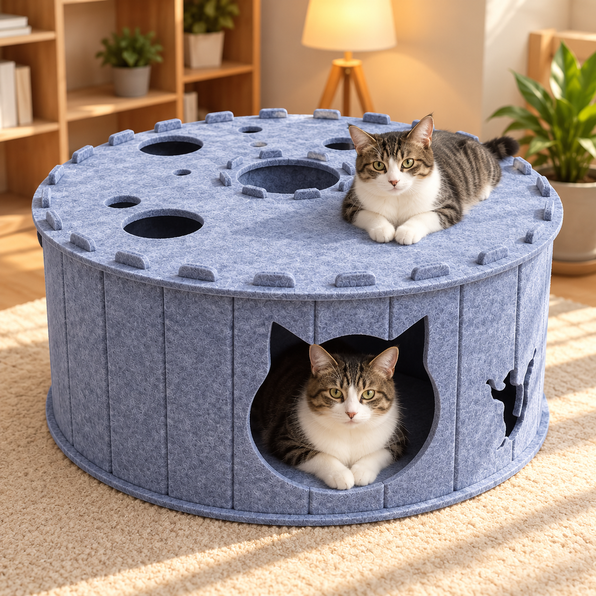 Felt Cat Tunnel Scratcher – Double-Layer Cat Hideout - TillyPaw