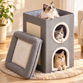 3-Tier Cat House – Cat Condo with Sisal Scratching Board - TillyPaw