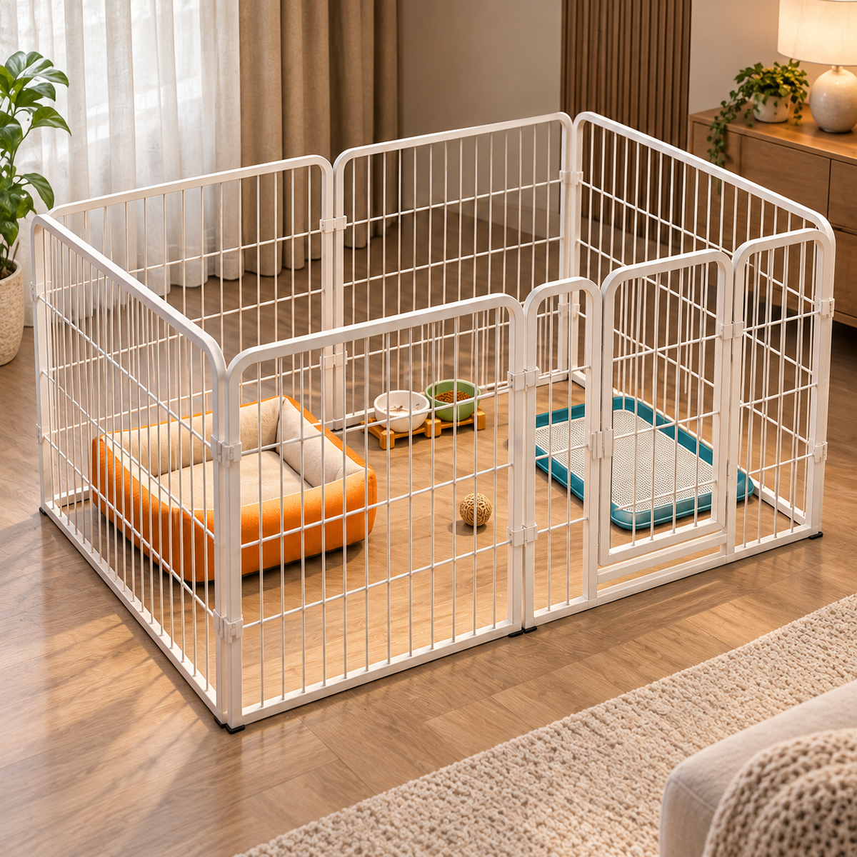 Metal Dog Playpen – 6-Panel Pen with Gate, 120x60x60cm - TillyPaw