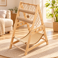 Wooden Triangle Cat Tower 85cm – Sisal Hammock & Rope Net - TillyPaw