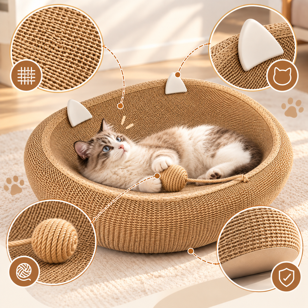 Oval Sisal Cat Scratcher Bed – Large Scratching Basin - TillyPaw