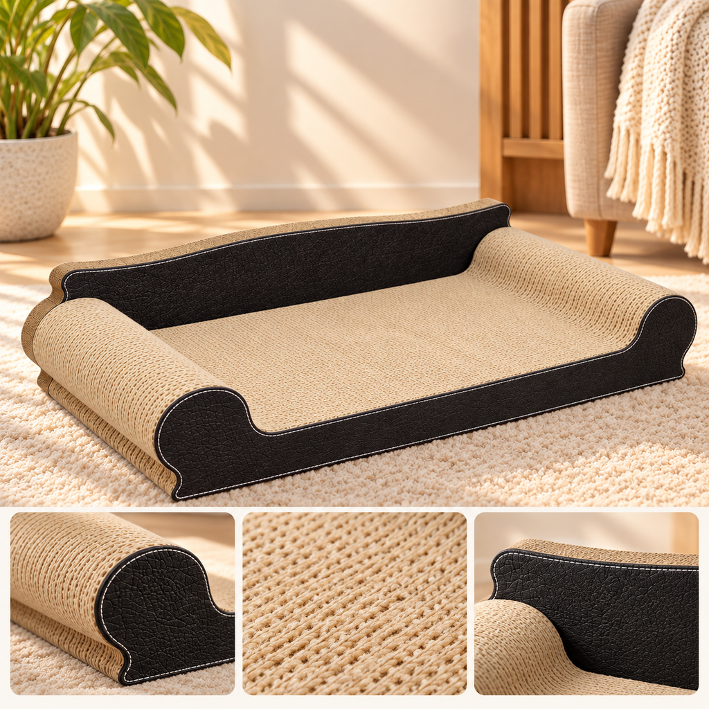 Cat Scratcher Sofa – 70cm Cardboard Scratching Lounger - TillyPaw
