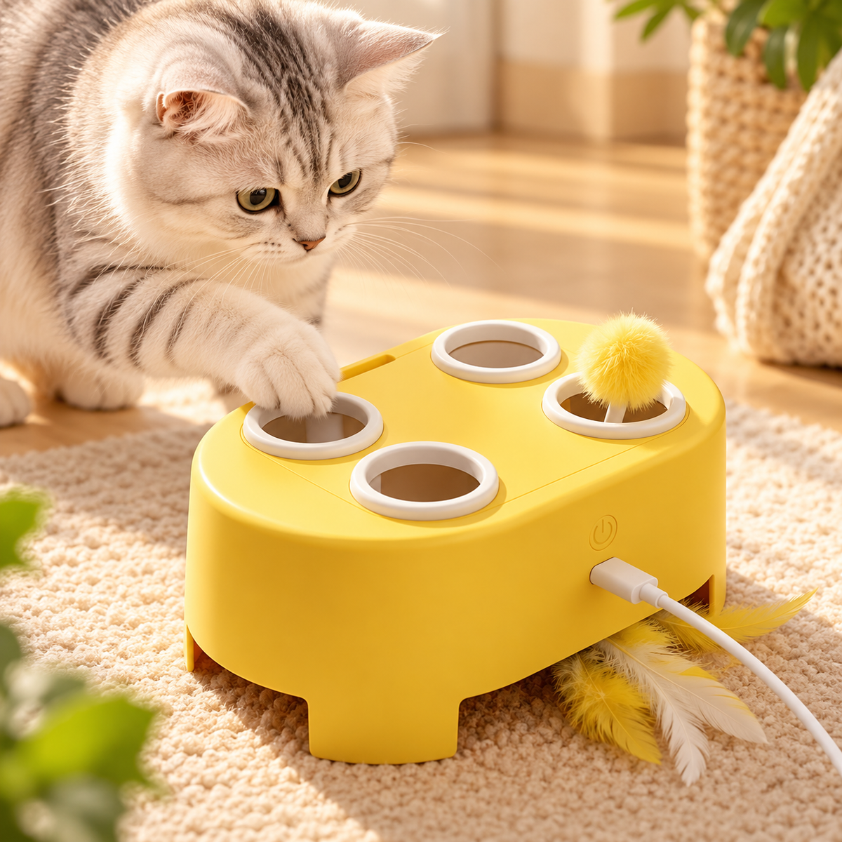 Interactive Feather Cat Toy – Rechargeable Self-Play Toy - TillyPaw