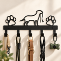 Dog Lead Holder – 5-Hook Metal Wall Rack with Paw Prints - TillyPaw