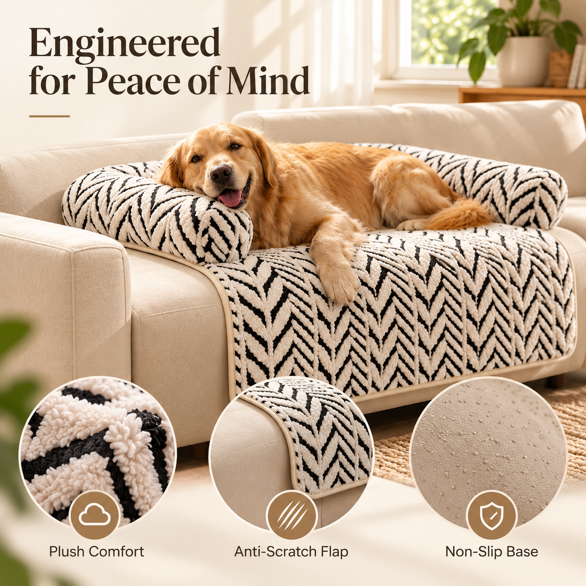 Plush Pet Couch Bed with Bolster – Sofa Protector Cover - TillyPaw