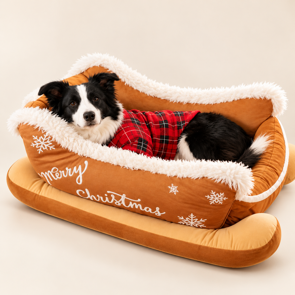 Christmas Sleigh Pet Bed – Plush Sofa Bed for Cats & Dogs - TillyPaw