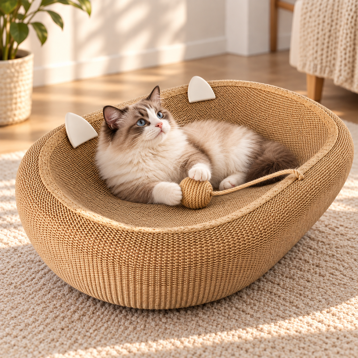 Oval Sisal Cat Scratcher Bed – Large Scratching Basin - TillyPaw
