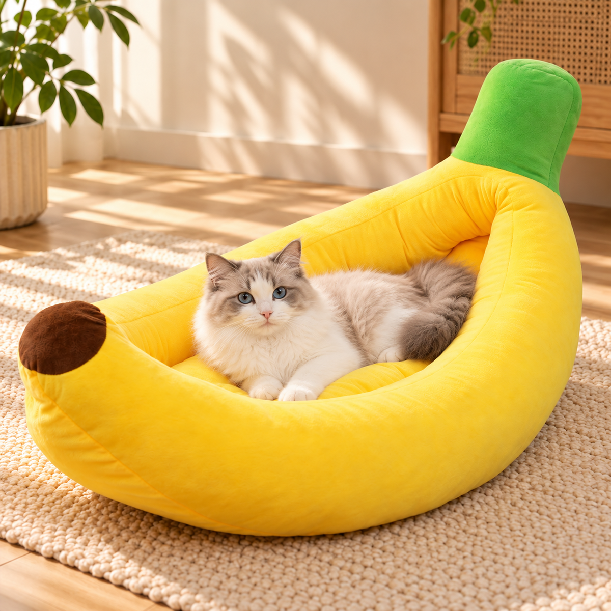 Banana Pet Bed – Washable Banana-Shaped Cat & Dog Bed - TillyPaw